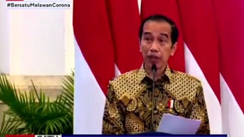 Presiden Joko Widodo memberikan sambutan di acara Puncak Hari Pers Nasional 2021, Selasa (9/2/2021). Sumber: BSTV