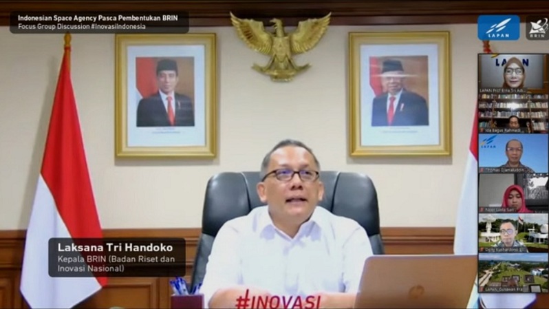 Kepala Badan Riset dan Inovasi Nasional (BRIN) Laksana Tri Handoko dalam diskusi bertajuk Indonesian Space Agency Pasca Pembentukan BRIN, Senin (17/5/2021).