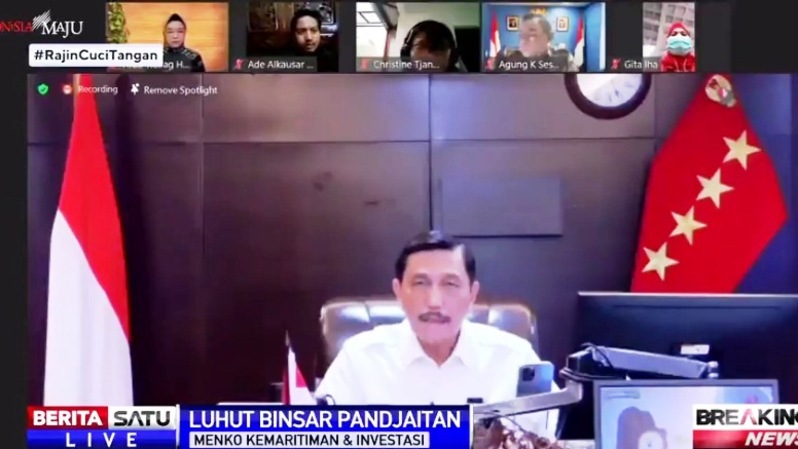 Menkomarvest Luhut B Pandjaitan menjelaskan secara rinci peraturan PPKM Darurat, Kamis (1/7/2021). Sumber: BSTV