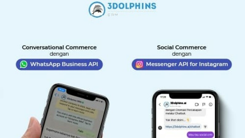 Ilustrasi solusi layanan 3Dolphins melalui WhatsApp dan Instagram API. (IST)