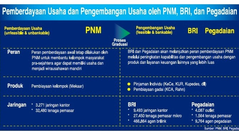 Pemberdayaan usaha dan pengembangan usaha oleh PNM, BRI, dan Pegadaian