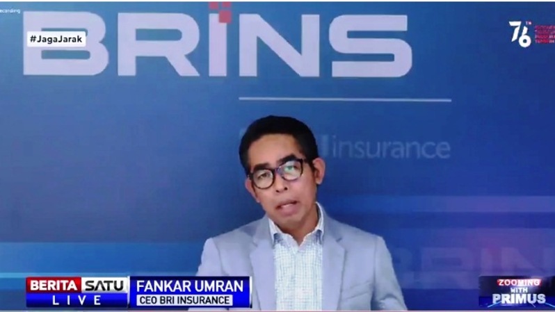 Fankar Umran, CEO BRI Insurance dalam diskusi Zooming with Primus - Asuransi Dorong Pemulihan Ekonomi, live di BeritasatuTV, Kamis (5/8/2021). Sumber: BSTV