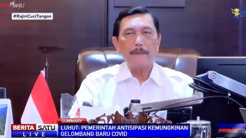Menko Marves Luhut B Pandjaitan umumkan PPKM, Senin (20/9/2021). Sumber: BSTV