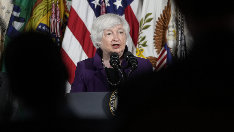 Menteri Keuangan Amerika Serikat (AS) Janet Yellen berbicara dalam sebuah acara di Departemen Keuangan AS, pada 15 September 2021 di Washington, DC. ( Foto: DREW ANGERER / GETTY IMAGES NORTH AMERICA / Getty Images via AFP )