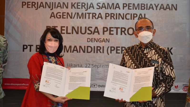 PT Elnusa Petrofin menggelar seremonial penandatanganan perjanjian kerja sama pembiayaan dengan Bank Mandiri (persero). ( Foto: Istimewa )