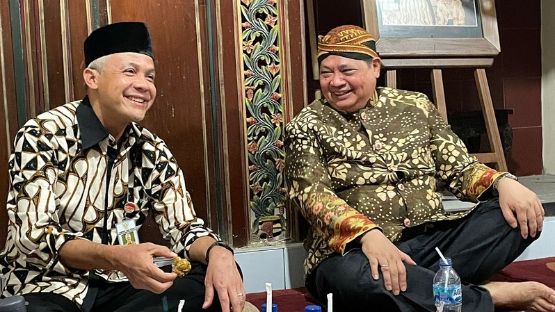 Gubernur Jawa Tengah Ganjar Pranowo dan Menko Perekonomian Airlangga Hartarto. Foto: istimewa
