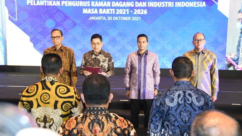 Suasana Pelantikan Pengurus Kadin Indonesia, Masa Bakti 2021-2026. (Ist)