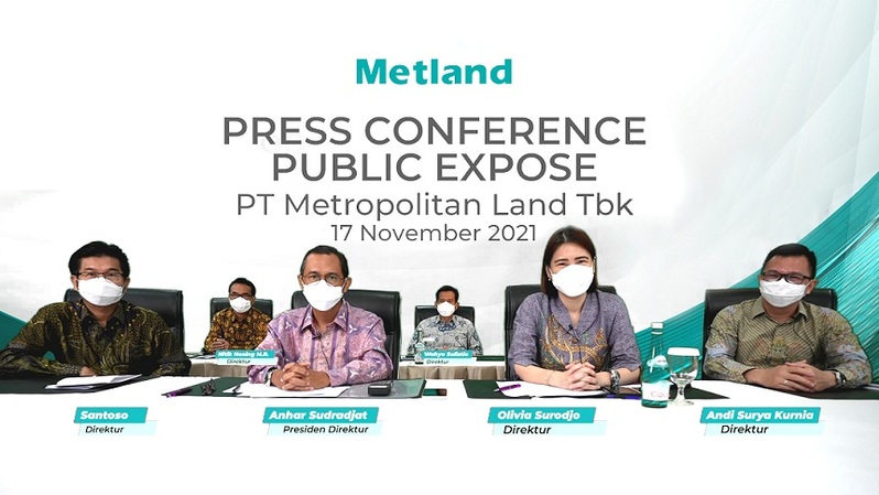 Press conference paparan publik PT Metropolitan Land Tbk mengenai kinerja perusahaan yang dilaksanakan secara virtual, Rabu (17/11/2021).