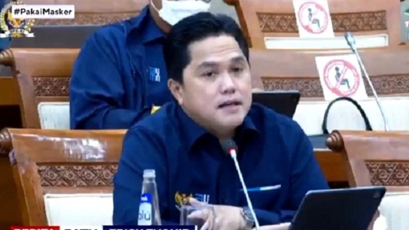 Menteri BUMN Erick Thohir di DPR. Sumber: BSTV