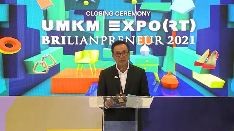 Direktur Bisnis Kecil dan Menengah PT Bank Rakyat BRI Amam Sukriyanto pada Closing Ceremony UMKM Expo(rt) Brilianpreneur 2021, Kamis (16/12). Foto: Investor Daily/Prisma Ardianto 