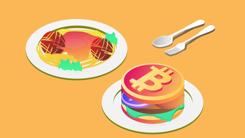 Ilustrasi bitcoin dan saham