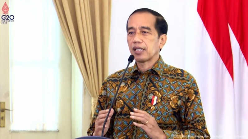 Presiden Jokowi di Pertemuan Tahunan OJK, Kamis (20/1/2022). Foto: Tangkapan layar youtube