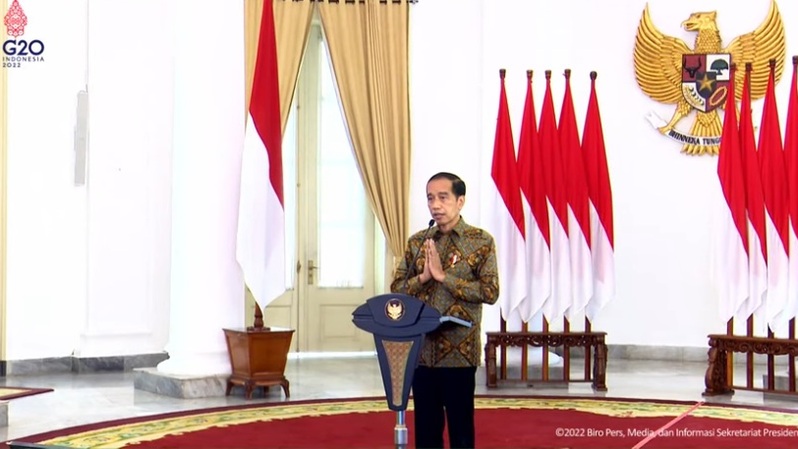 Presiden Jokowi di Pertemuan Tahunan OJK, Kamis (20/1/2022). Foto: Tangkapan layar youtube