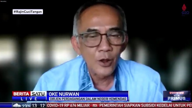 Oke Nurwan, Dirjen Perdagangan Dalam Negeri Kementerian Perdagangan RI, dalam diskusi Zooming with Primus - Mengatasi Krisis Kedelai, live di Beritasatu TV, Kamis (24/2/2022). Sumber: BSTV 