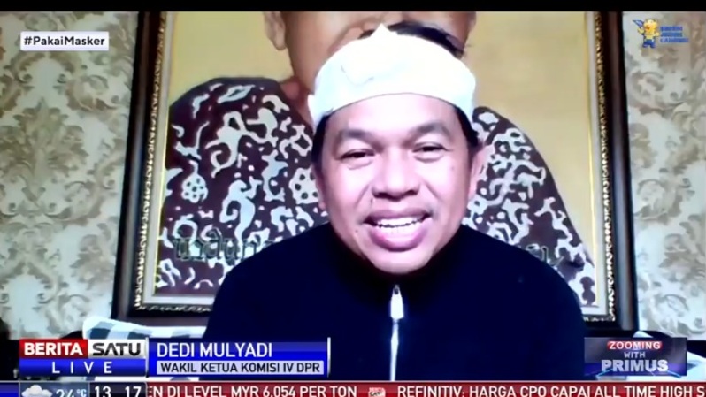 Dedi Mulyadi, Wakil Ketua Komisi IV DPR RI, dalam diskusi Zooming with Primus - Mengatasi Krisis Kedelai, live di Beritasatu TV, Kamis (24/2/2022). Sumber: BSTV 