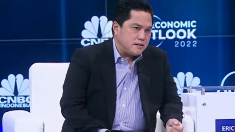 Menteri BUMN Erick Thohir dalam acara CNBC Indonesia Economic Outlook 2022, 22 Maret 2022