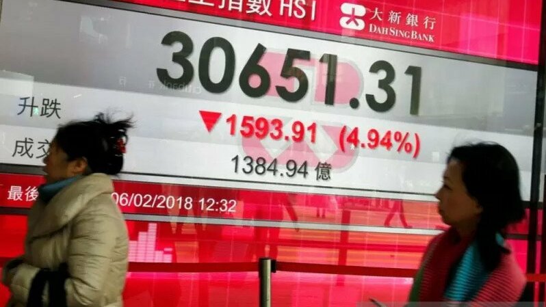Saham-saham Tiongkok ditutup lebih rendah pada perdagangan Selasa (29/3/2022). 
Sumber: Antara