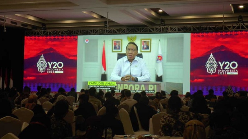 Menteri Pemuda dan Olahraga Republik Indonesia (Menpora RI) Zainudin Amali di Pra KTT Y-20, di Lombok, Nusa Tenggara Barat, Sabtu 23 April 2022. (Foto: Beritasatu.com)