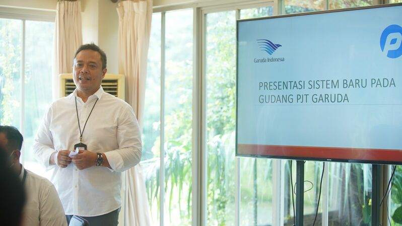 Direktur Utama PT Perigi Raja Terpadu, Indra Buana  menjelaskan kejasama , Perigi Logistics dengan Garuda Indonesia, Sabtu (14/5/2022).