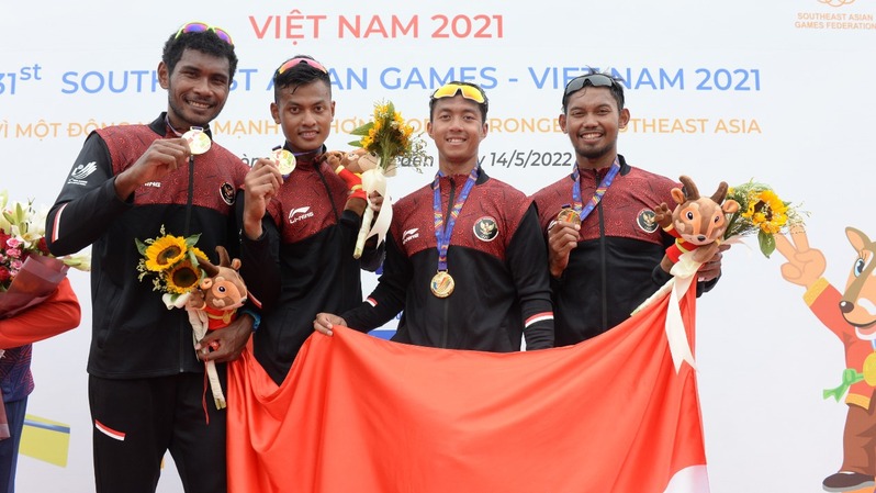 Tim dayung Indonesia yang berhasil jadi juara umum di SEA Games 2021 di Vietnam 