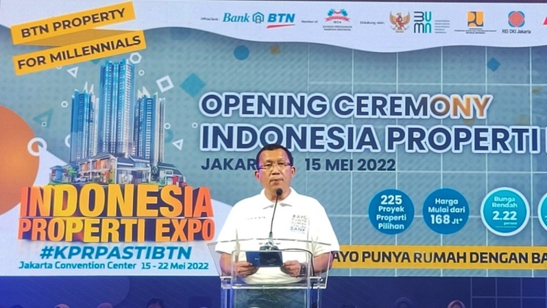 Direktur Utama BTN Haru Koesmahargyo di opening ceremony Indonesia Properti Expo (IPEX) Tahun 2022 di Jakarta Convention Center (JCC), Jakarta, Minggu (15/5). (Foto: Prisma Ardianto)