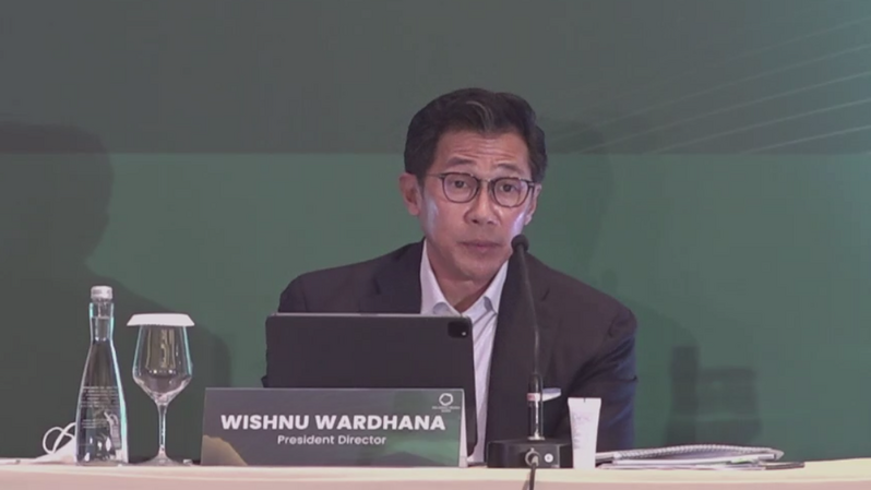 Presiden Direktur PT Teladan Prima Agro Tbk, Wishnu Wardhana dalam konferensi pers rapat umum pemegang saham tahunan (RUPST) pada Jumat (27/5/2022). (Foto: Ist)