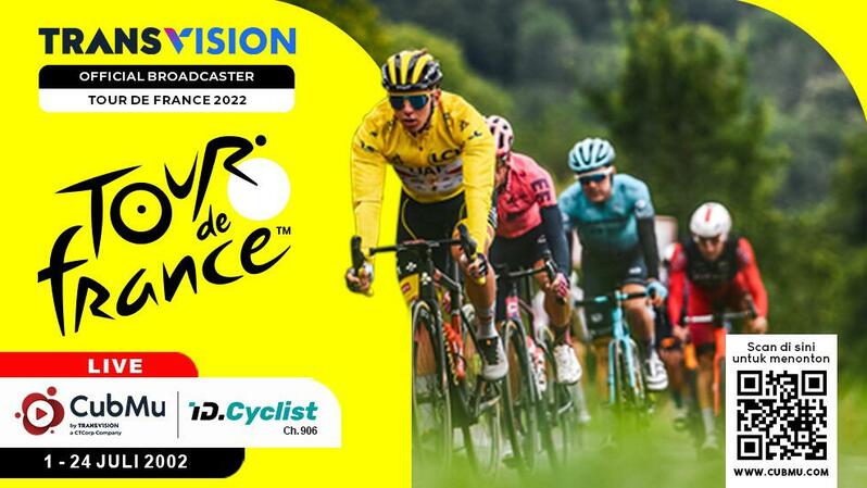 Transvision menjadi official broadcaster  dari Indonesia dalam menyiarkan ajang balap sepeda bertaraf internasional Tour de France 2022. ( Foto: Istimewa )