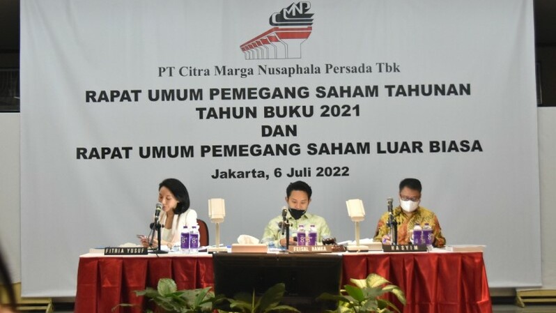PT Citra Marga Nusaphala Persada Tbk (CMNP) melakukan perombakan pengurus Perseroan dalam Rapat Umum Pemegang Saham Luar Biasa (RUPSLB) pada 6 Juli 2022
Sumber: Istimewa