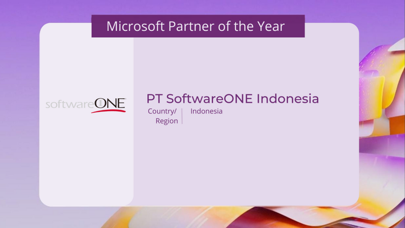 SoftwareONE menerima penghargaan sebagai Microsoft Partner of The Year 2022, serta dinobatkan sebagai finalis kategori SAP on Azure. 
Sumber: Istimewa