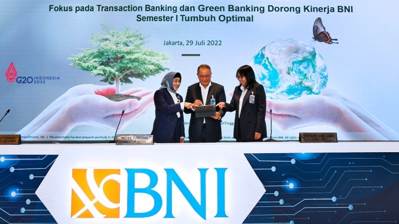 Public expose PT Bank Negara Indonesia Tbk (BBNI) atau BNI mengenai laporan keuangan semester I-2022, Jumat (29/7/2022).
