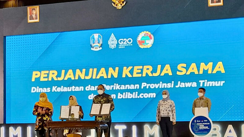 Suherman Soemardi, Vice President Government Relations Blibli dalam Acara Penandatangan Perjanjian Kerja Sama Dinas Perikanan Provinsi Jawa Timur.