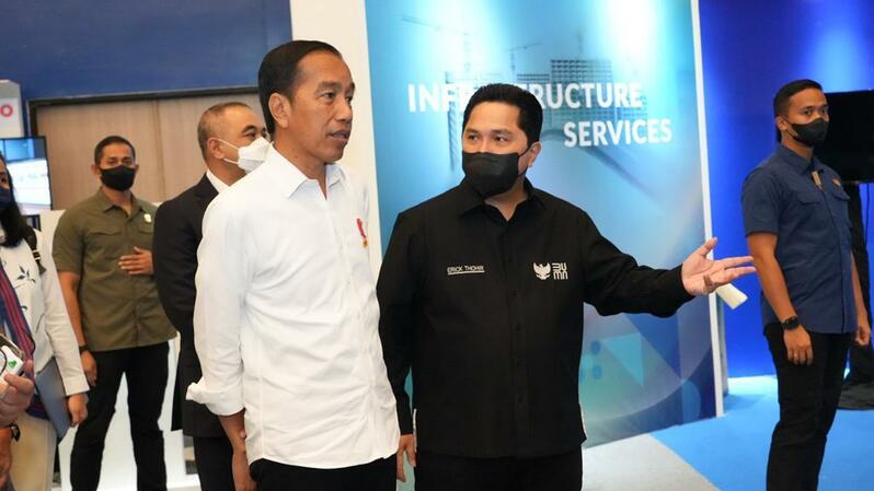 Presiden Jokowi didampingi Menteri BUMN Erick Thohir pada peresmian pembukaan BUMN Startup Day Tahun 2022 di Indonesia Convention Exhibition (ICE) Kabupaten Tangerang, Provinsi Banten, Senin (26/9/2022).