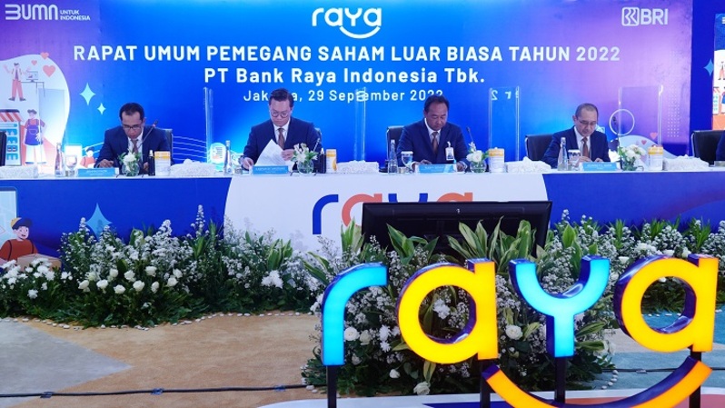 Rapat Umum Pemegang Saham Luar Biasa (RUPSLB) Tahun 2022 PT Bank Raya Indonesia Tbk (AGRO), Kamis (29/9/2022). (Foto: Ist) 