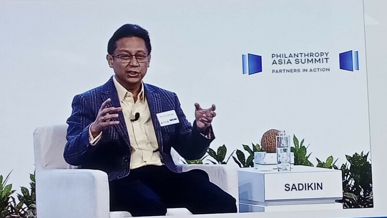 Menkes Budi Gunadi Sadikin saat berbicara pada acara Philanthropy Asia Summit II yang diselenggarakan Temasek Foundation di Shangri-La Orchard, Singapura, Jumat (30/09/2022).