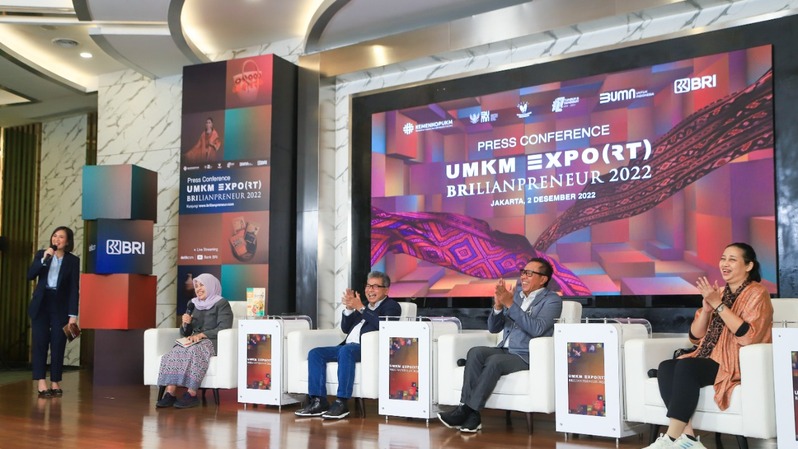 Suasana pers conference peluncuran UMKM EXPO(RT) BRILIANPRENEUR 2022
