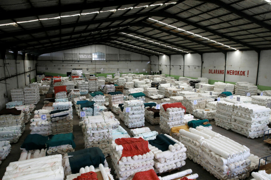 Rolls of cloth are stacked in the warehouse of a textile factory that has its own water treatment facilities near the Citarum River in Majalaya. (Reuters Photo/Darren Whiteside)