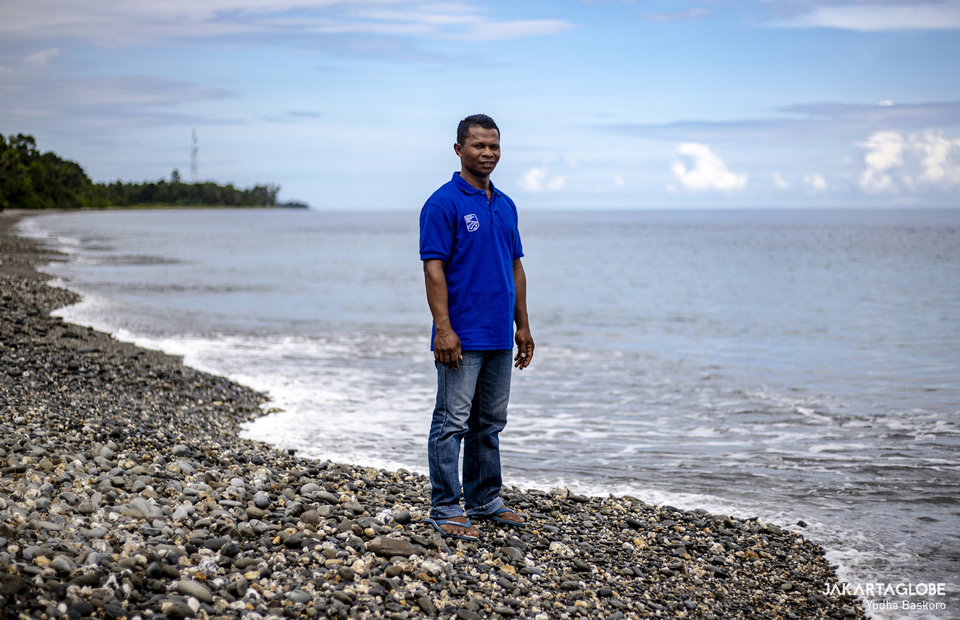 Umar Papalia, poses for the Jakarta Globe at Waepure beach in Buru Islands, Maluku Province on October 29, 2021. (JG Photo/Yudha Baskoro)