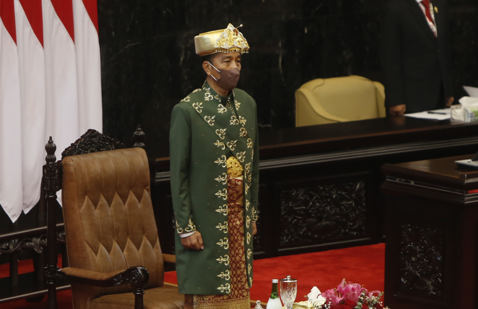 Presiden Joko Widodo menghadiri sidang tahunan MPR, Selasa, 16 Agustus 2022...