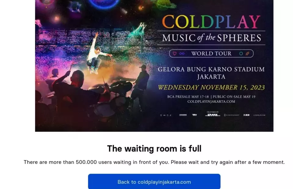 Indonesian Coldplay Fans Frustrated by Overcrowded Ticketing System