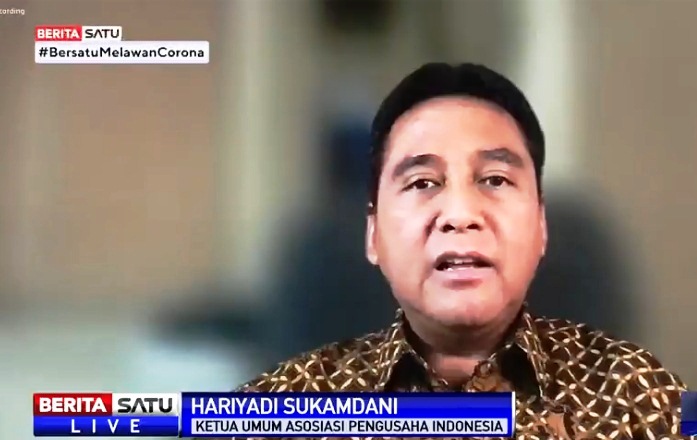 Hariyadi Sukamdani, Ketua  Umum Asosiasi Pengusaha Indonesia (Apindo), dalam diskusi Zooming with Primus - Ekonomi Indonesia Bangkit, live di BeritasatuTV, Kamis (12/8/2021). Sumber: BSTV 