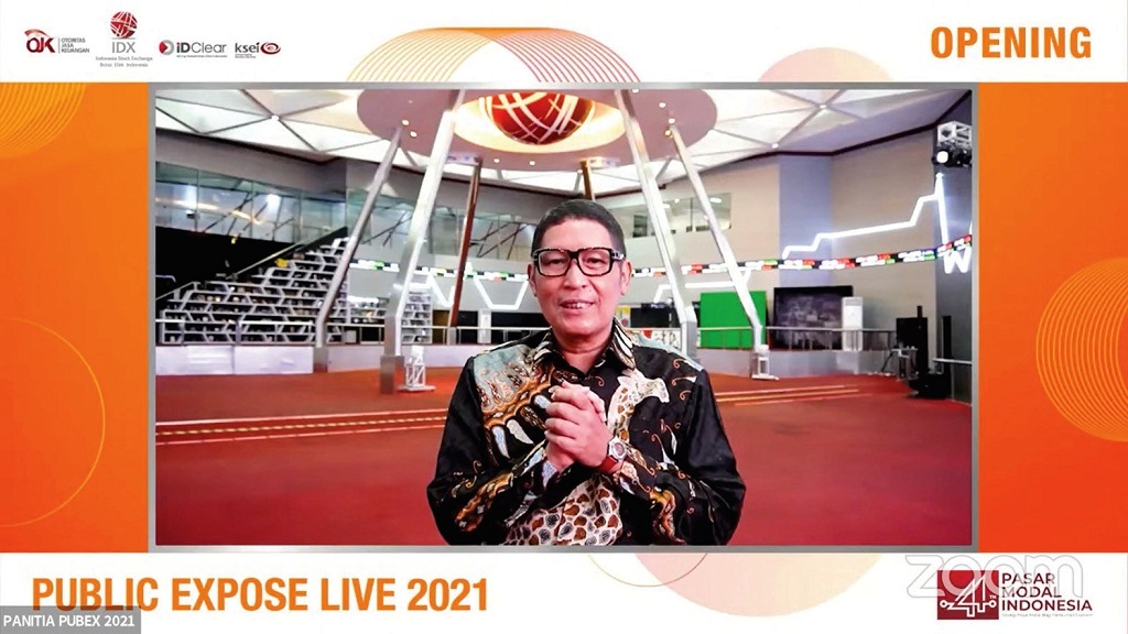Publik Expose Live 2021. Direktur Utama PT Bursa Efek Indonesia Inarno Djajadi, memberikan sambutan saat pembukaan Publik Expose Live 2021, Senin (6/9/2021). Foto: Investor Daily/David Gita Roza