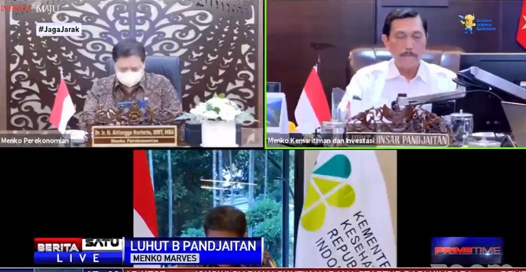 Menko Marves Luhut B Pandjaitan umumkan PPKM, Senin (20/9/2021). Sumber: BSTV