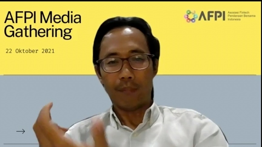 Sekretaris Jenderal Asosiasi Fintech Pendanaan Bersama Indonesia (AFPI) Sunu Widyatmoko pada acara AFPI Media Gathering yang diselenggarakan secara virtual, Jumat (22/10). Foto: Investor Daily/Prisma Ardianto