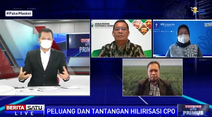 Zooming with Primus - Peluang dan Tantangan Hilirisasi CPO live di Beritasatu TV, Kamis (18/11/2021). Sumber: BSTV