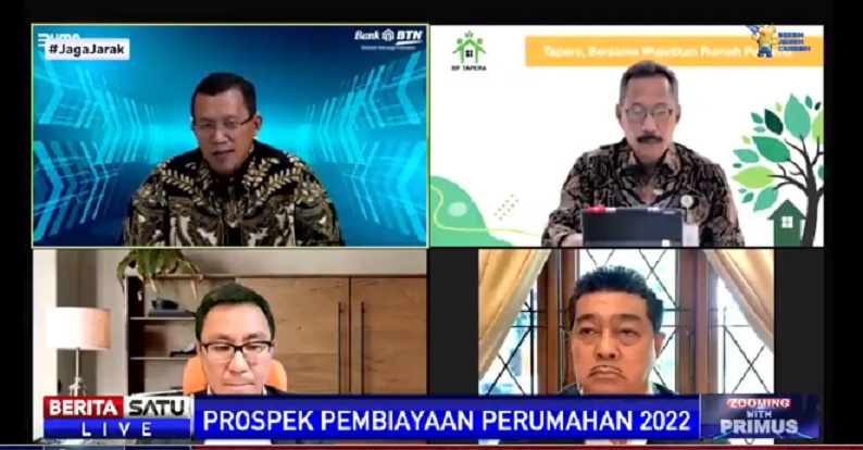 Para pembicara dalam diskusi Zooming with Primus-Prospek Pembiayaan Perumahan 2022 live di Beritasatu TV, Kamis (9/12/2021). Sumber: BSTV