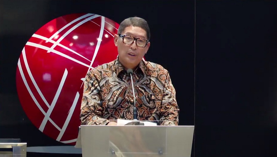 Direktur Utama PT BEI Inarno Djajadi saat Penutupan Perdagangan Bursa Efek Indonesia Tahun 2021 secara virtual pada Kamis (30/12/2021).  Foto: Beritasatu Photo/Uthan AR