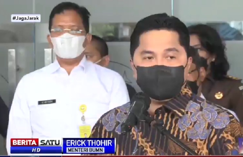 Menteri BUMN Erick Thohir berikan penjelasan terkait Garuda Indonesia. Sumber: BSTV