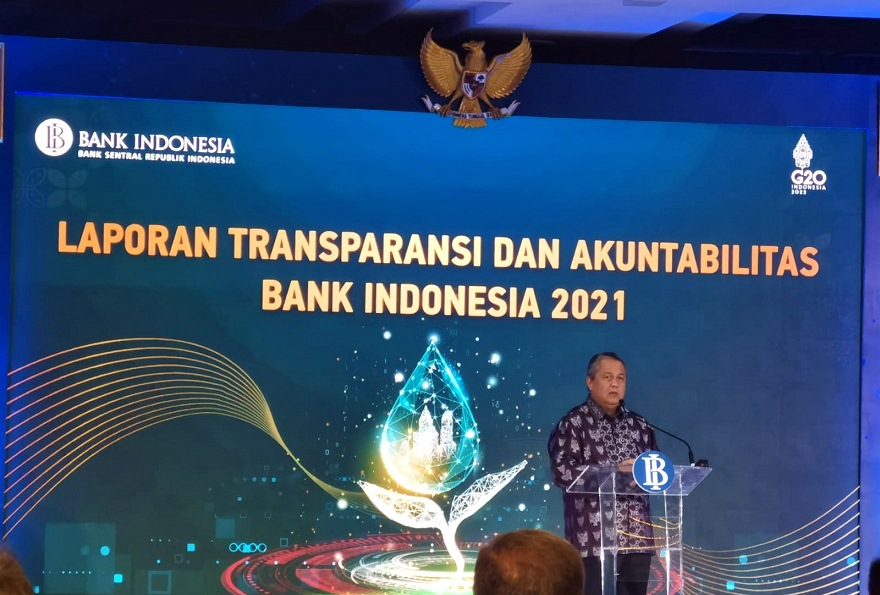 Gubenur BI Perry Warjiyo dalam acara Laporan Transparansi dan Akuntabilitas Bank Indonesia (BI) 2021, di Jakarta, Rabu (26/1/2022). Foto: Investor Daily/Primus Dorimulu