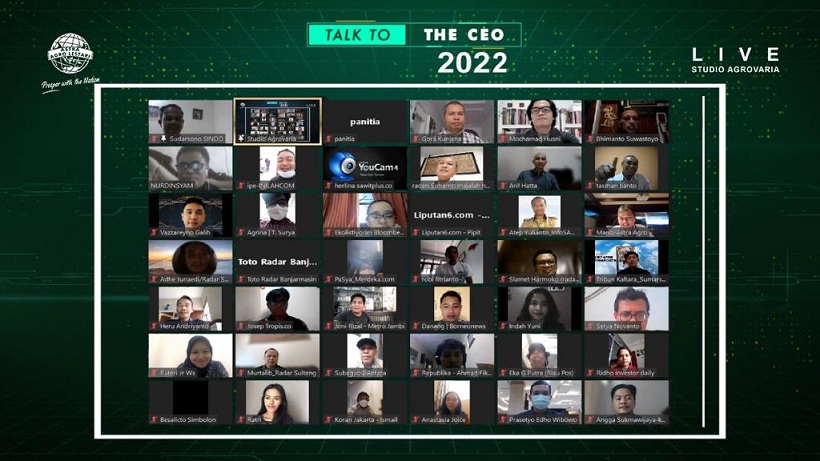Acara Talk to The CEO yang digelar secara online, Selasa (15/2/2022). Foto: Astra Agro