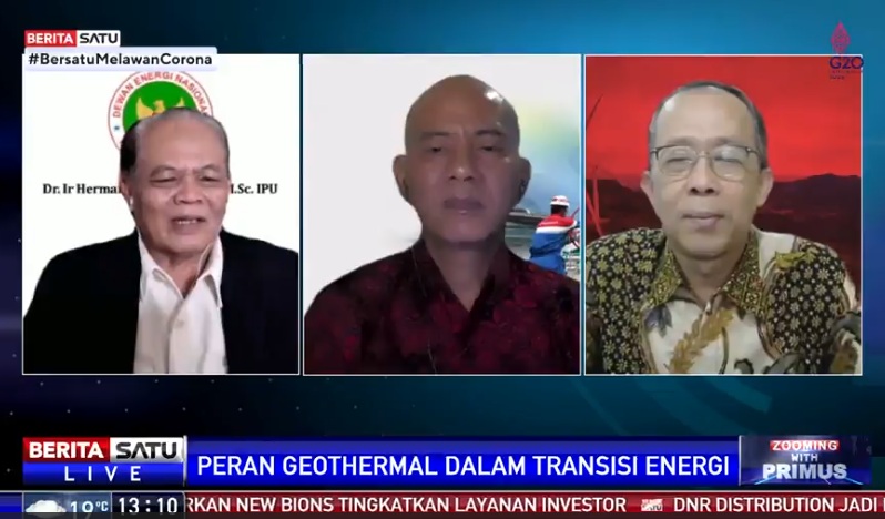 Para pembicara dalam diskusi Zooming With Primus - Peran Geothermal dalam Transisi Energi, live di Beritasatu TV, Kamis (17/2/2022). Sumber: BSTV